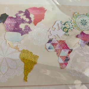 Recollections Multicolor World Map Wall Art Kit - 85 pieces and canvas base